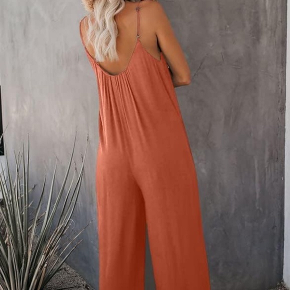 Boho Sleeveless Long Pant Romper Jumpsuit with Pockets - Picture 8 of 11